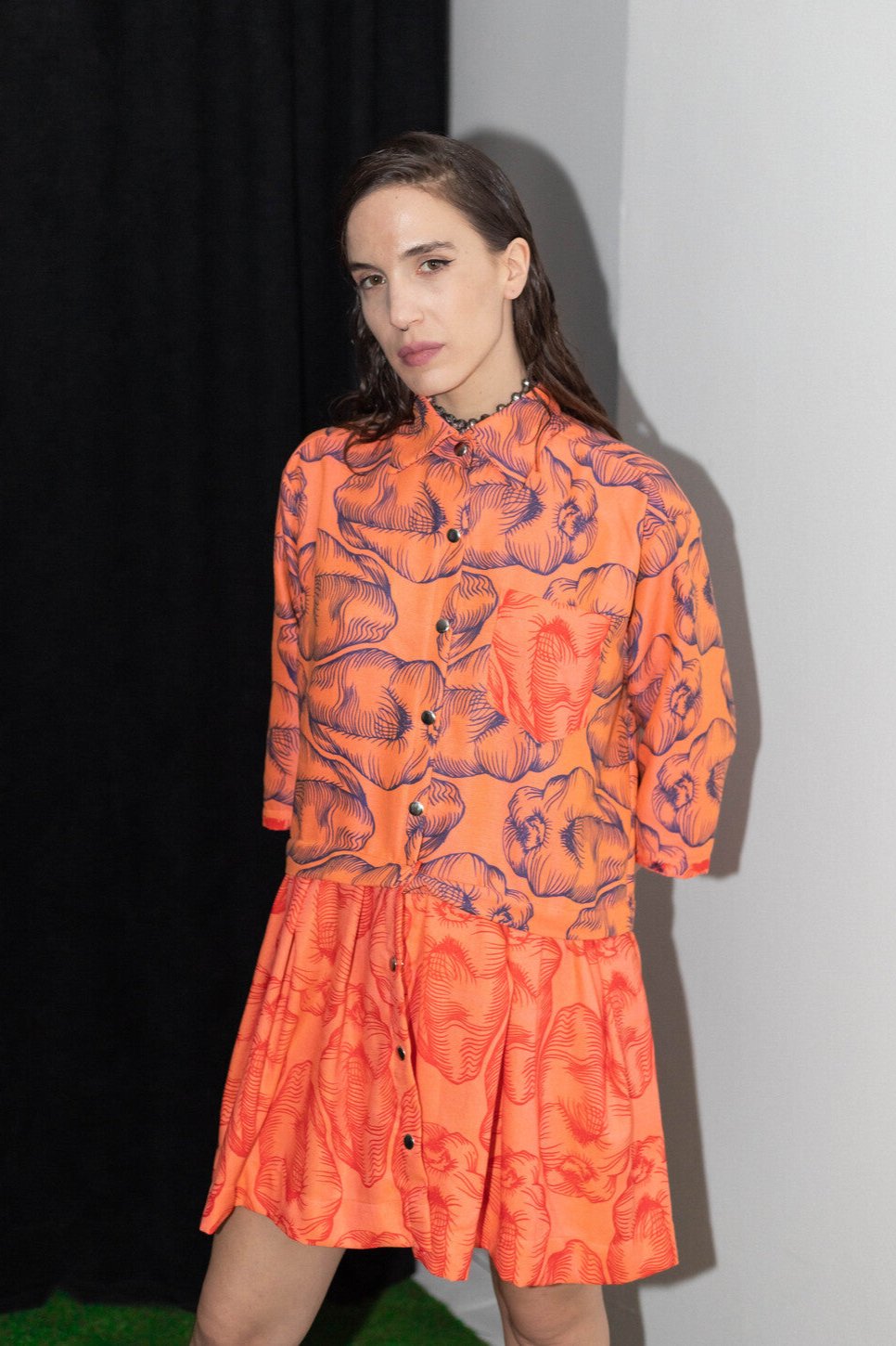 Hand Loomed Printed Shirt w/ Skirt