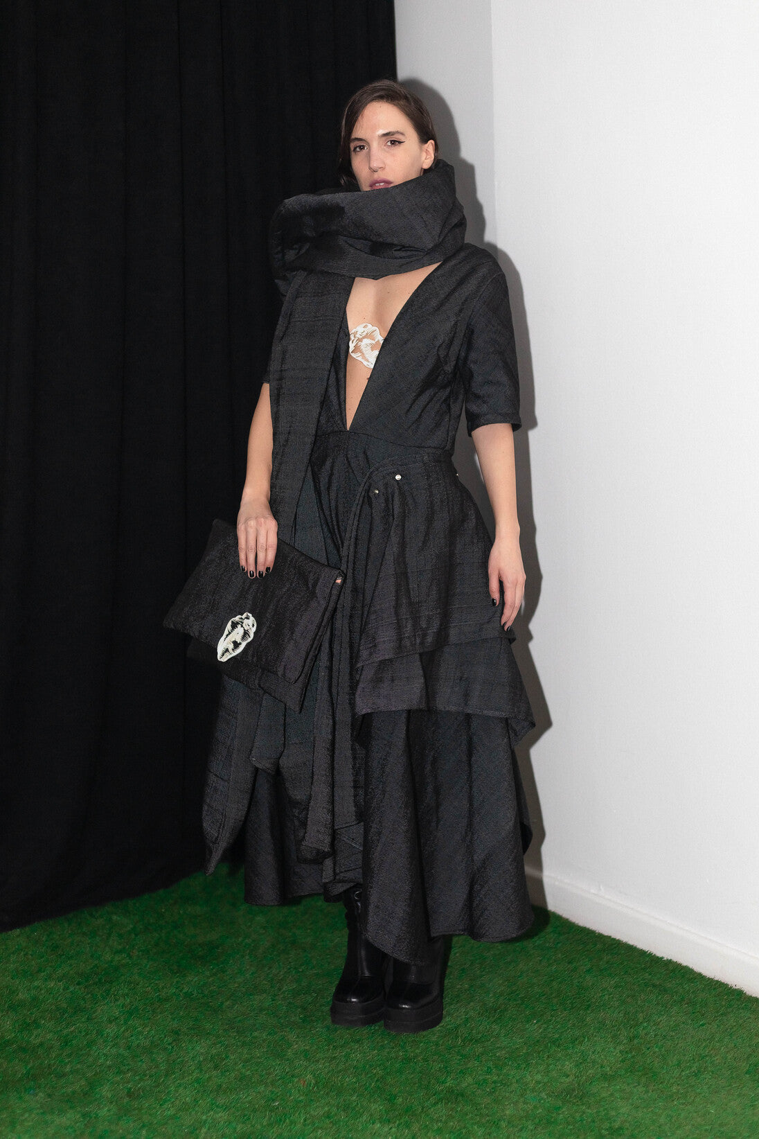 Hand Loomed Dress w/ Scarf & Clutch