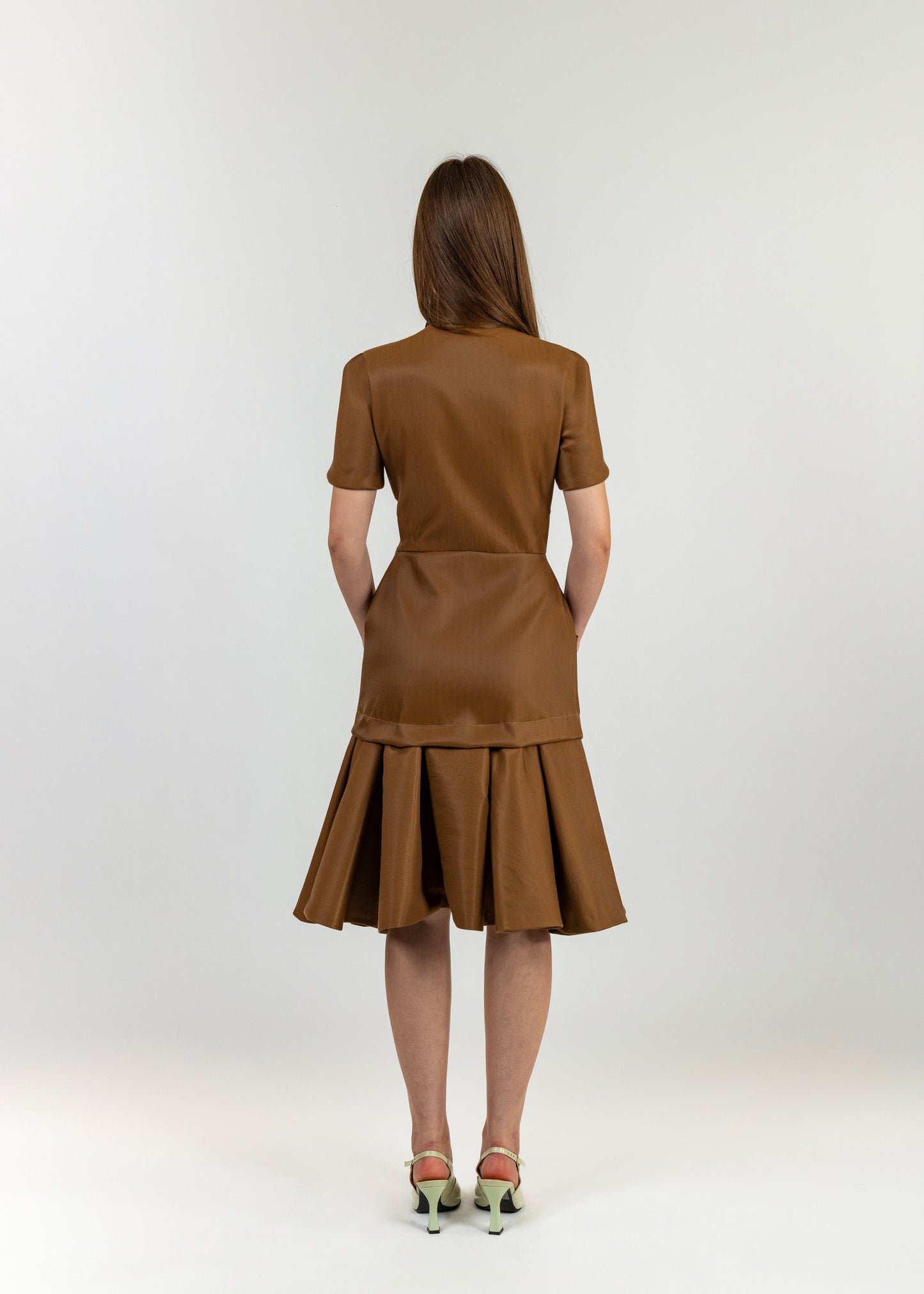 Brown Fitted Shirt Dress