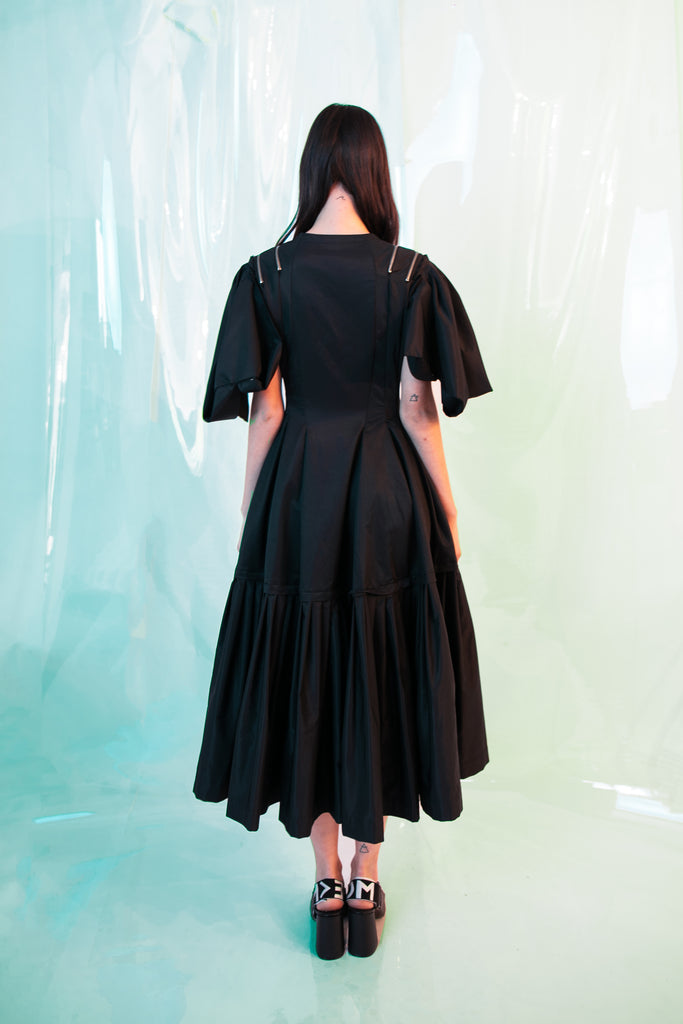 Black Shoulder Zipp Dress